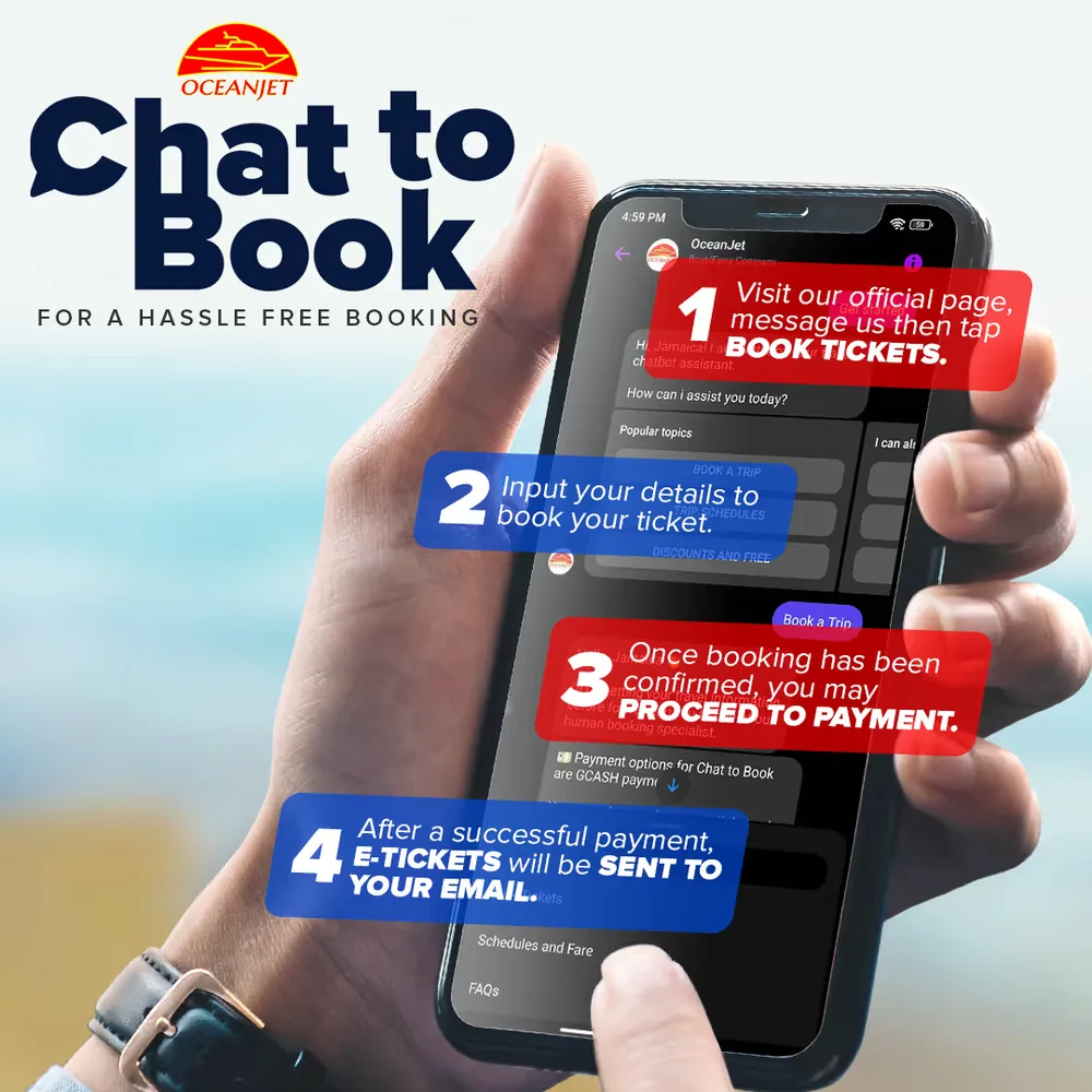OceanJet how-to: Chat to Book ferry ticket steps