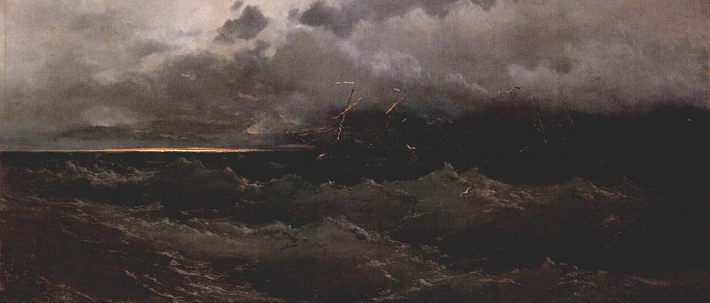 A painting of Odysseus drawing his bow among the suitors
